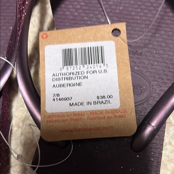Havaianas Women's Purple glitter Flip Flops 37 38 7.5 - Picture 2 of 7